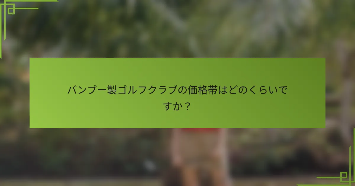 バンブー製ゴルフクラブの価格帯はどのくらいですか？