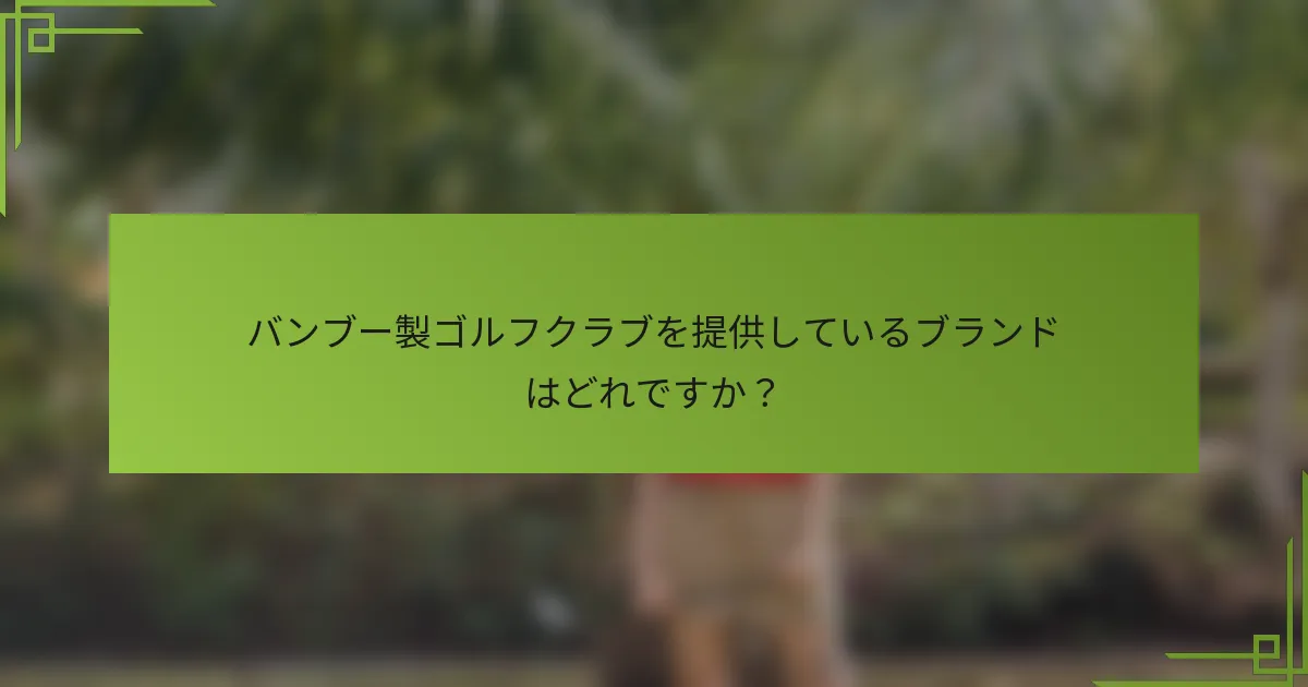 バンブー製ゴルフクラブを提供しているブランドはどれですか？