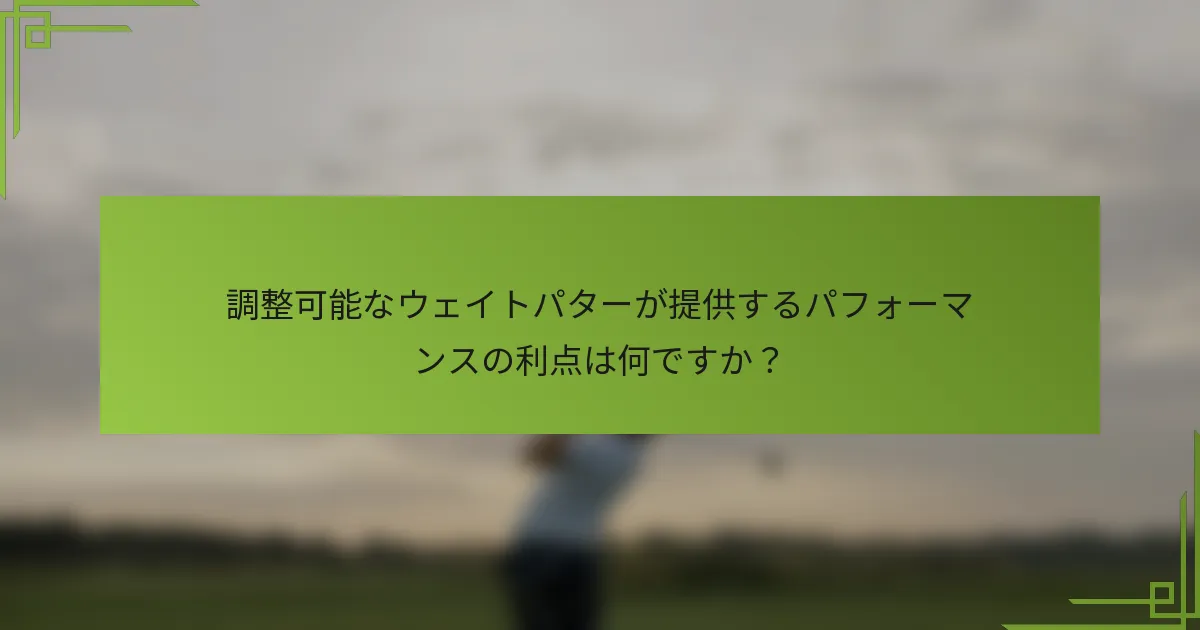 調整可能なウェイトパターが提供するパフォーマンスの利点は何ですか？