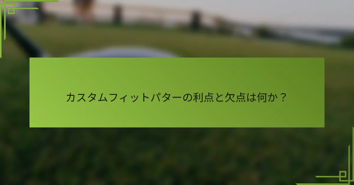 カスタムフィットパターの利点と欠点は何か？