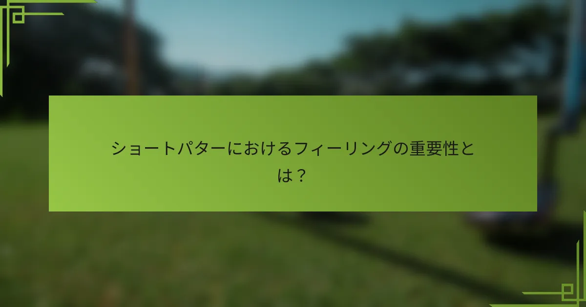 ショートパターにおけるフィーリングの重要性とは？