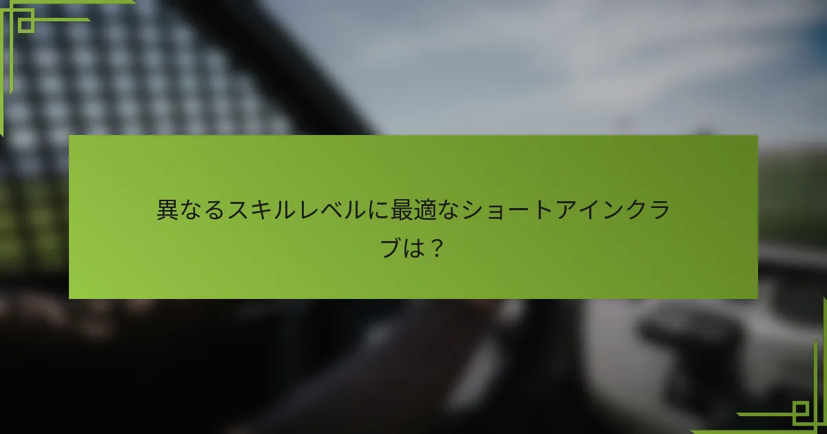 異なるスキルレベルに最適なショートアインクラブは？
